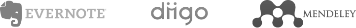 logos of Evernote, diigo, and Mendeley